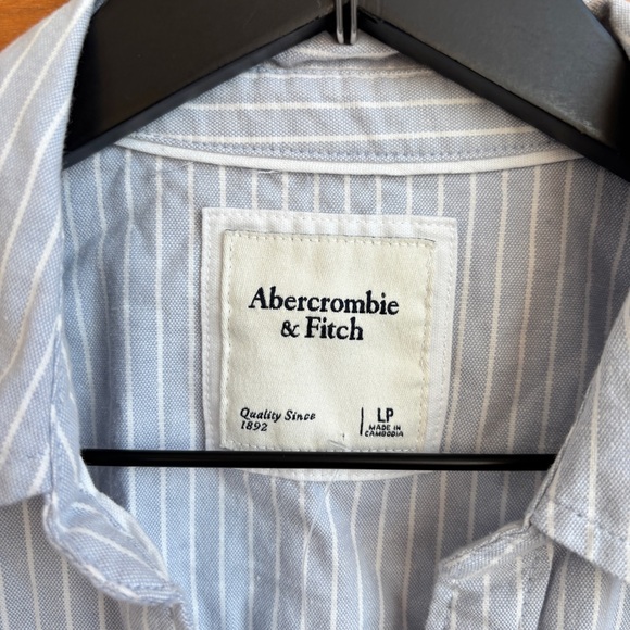 NWT Abercrombie & Fitch Women's striped collared dress with tie waist, Size L/P - Picture 5 of 11